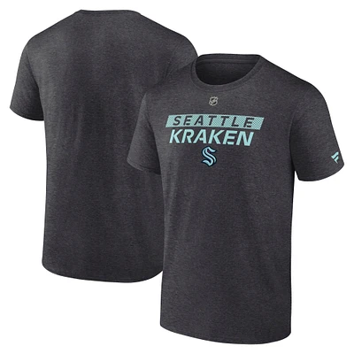 Men's Fanatics Heather Charcoal Seattle Kraken Authentic Pro Core Primary T-Shirt