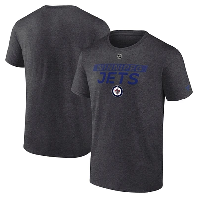 Men's Fanatics Heather Charcoal Winnipeg Jets Authentic Pro Core Primary T-Shirt