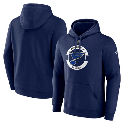 Men's Fanatics Navy St. Louis Blues Authentic Pro Core Secondary Fleece Pullover Hoodie