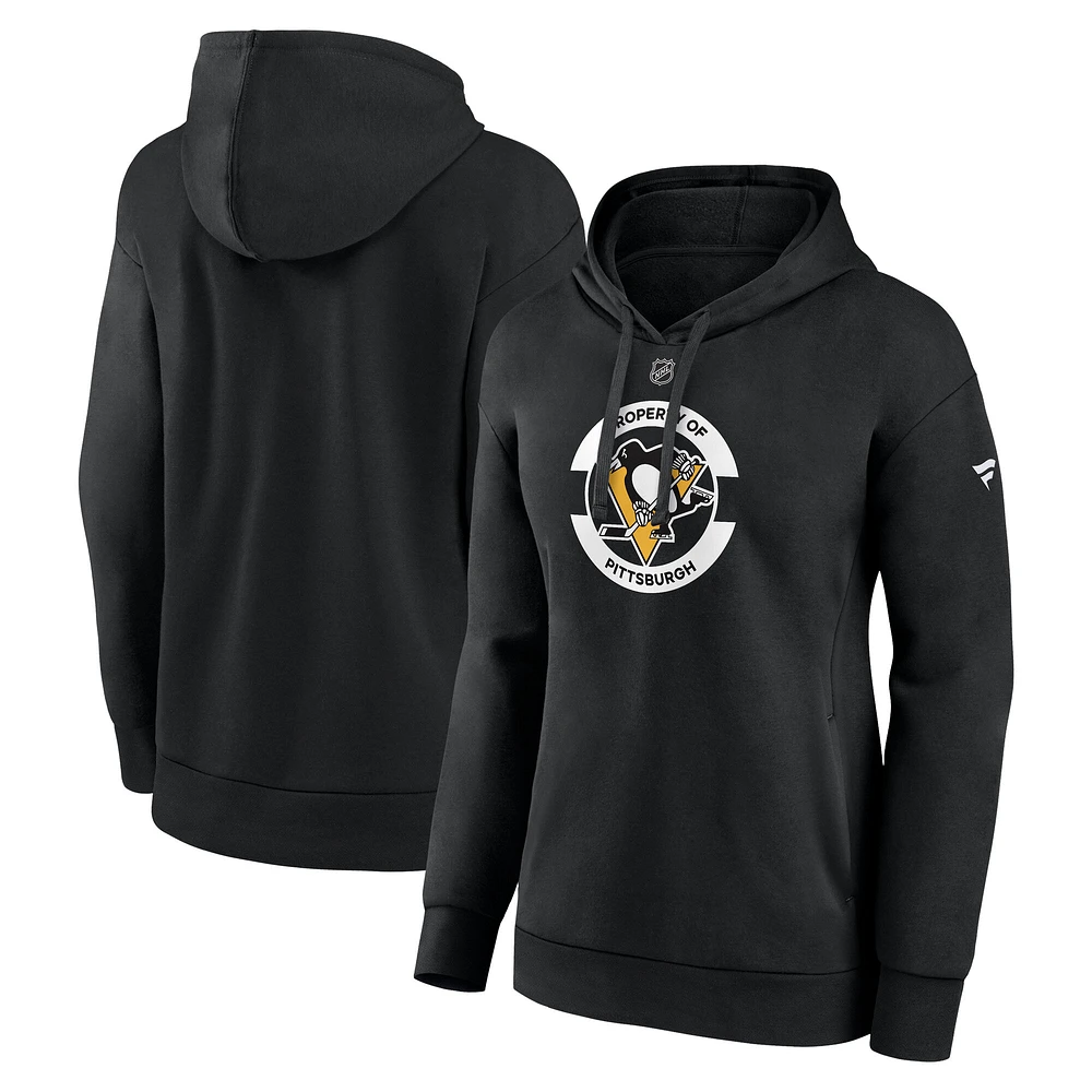 Women's Fanatics Black Pittsburgh Penguins Authentic Pro Core Secondary Fleece Pullover Hoodie