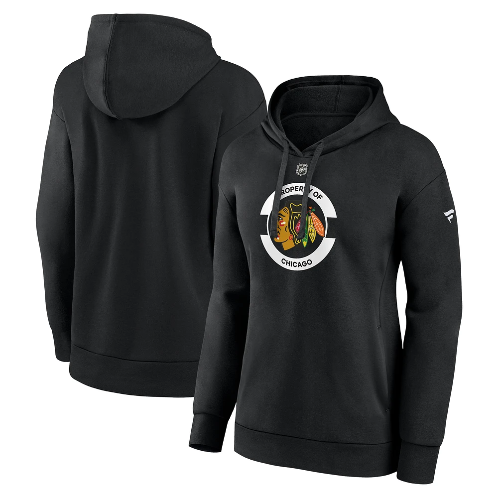 Women's Fanatics Black Chicago Blackhawks Authentic Pro Core Secondary Fleece Pullover Hoodie