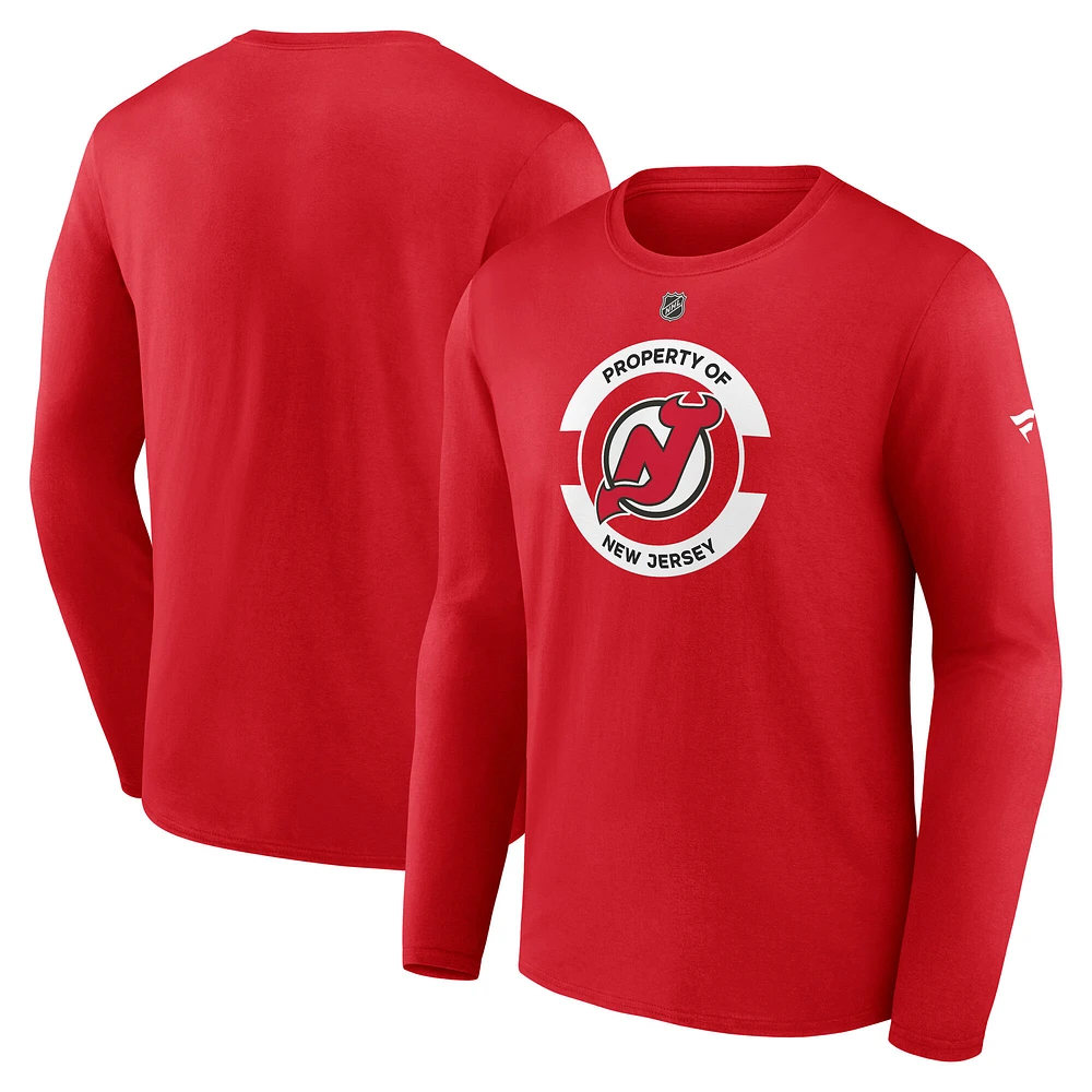 Men's Fanatics Red New Jersey Devils Authentic Pro Core Secondary Long Sleeve T-Shirt