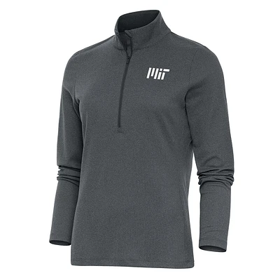Women's Antigua Heather Charcoal MIT Engineers Epic Quarter-Zip Pullover Top