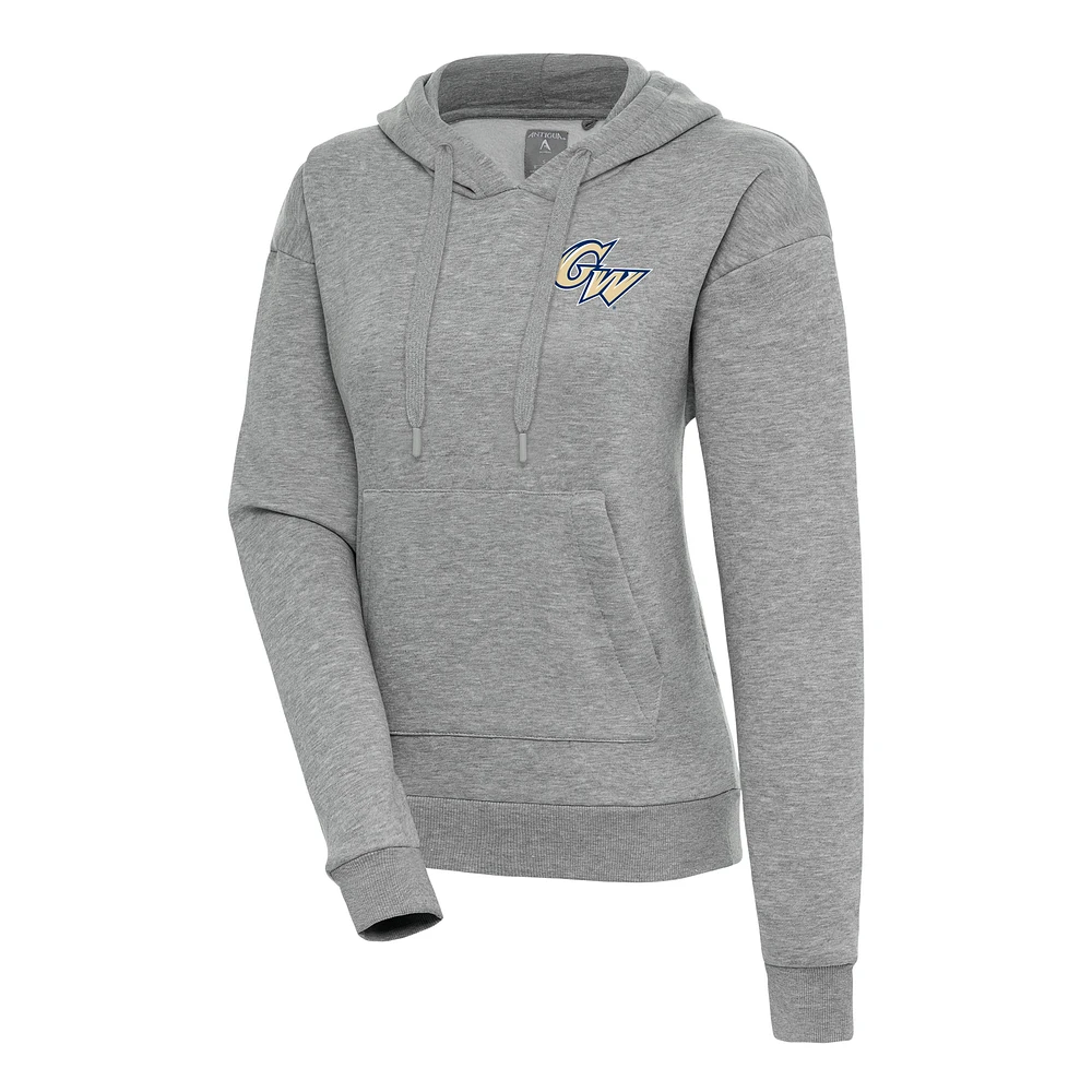 Women's Antigua Heather Gray George Washington University Victory Pullover Hoodie