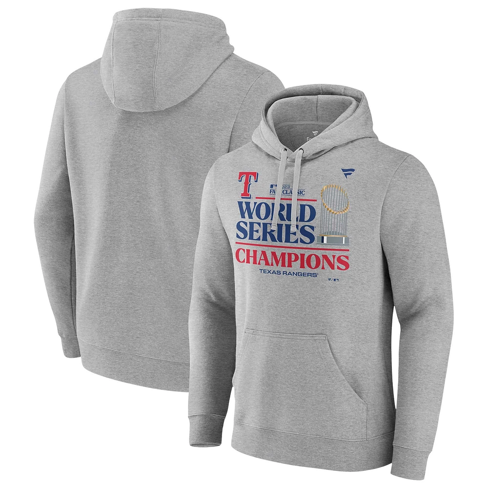 Men's Fanatics Heather Gray Texas Rangers 2023 World Series Champions Locker Room Big & Tall Pullover Hoodie