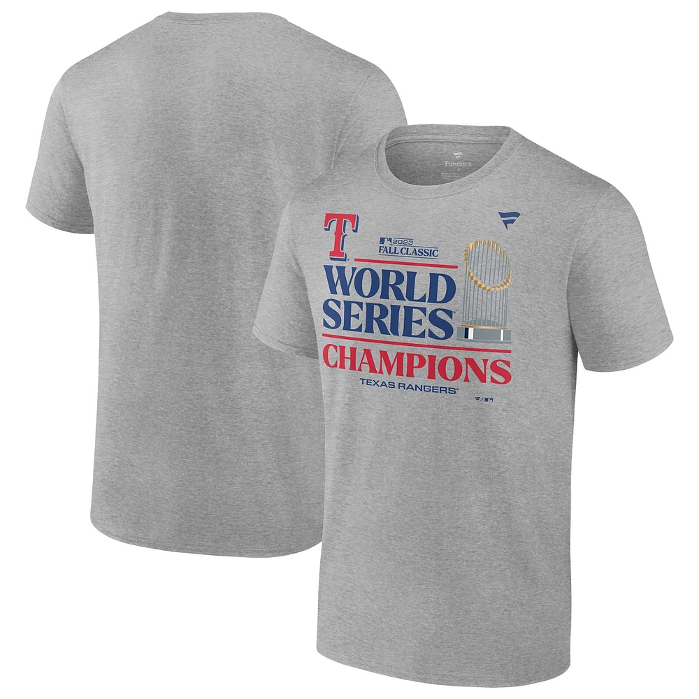 Men's Fanatics Heather Gray Texas Rangers 2023 World Series Champions Locker Room Big & Tall T-Shirt