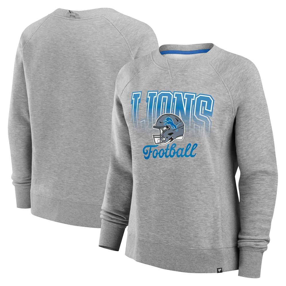Women's Fanatics Heather Gray Detroit Lions Hit Hard Fleece Pullover Sweatshirt