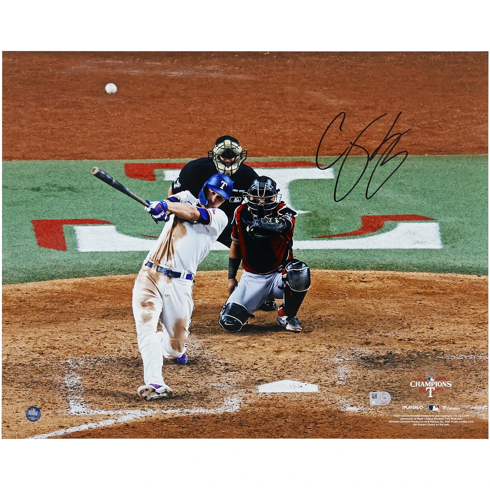 Corey Seager Texas Rangers Autographed 2023 World Series Champions 16" x 20" Hitting Photograph