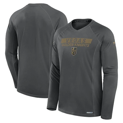 Men's Fanatics Gray Vegas Golden Knights Authentic Pro Rink Tech Long Sleeve T-Shirt