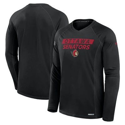 Men's Fanatics Black Ottawa Senators Authentic Pro Rink Tech Long Sleeve T-Shirt