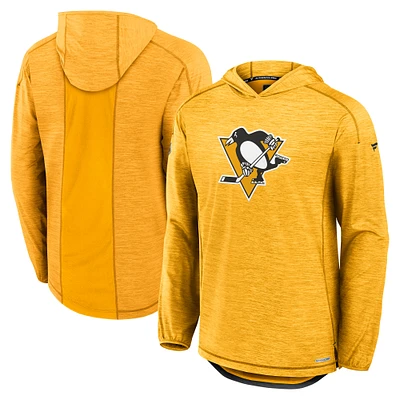Men's Fanatics Gold Pittsburgh Penguins Authentic Pro Rink Lightweight Pullover Hoodie