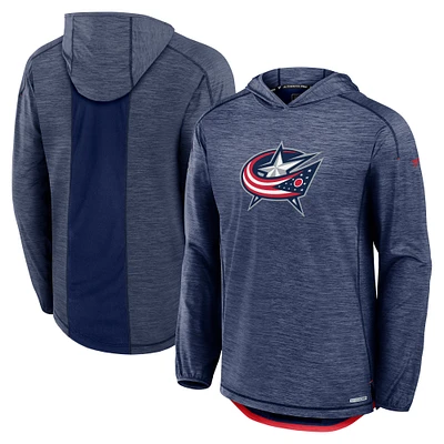 Men's Fanatics Navy Columbus Blue Jackets Authentic Pro Rink Lightweight Pullover Hoodie