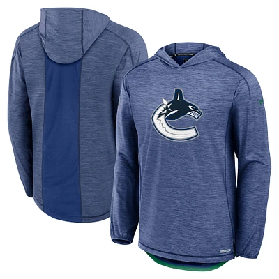 Men's Fanatics Blue Vancouver Canucks Authentic Pro Rink Lightweight Pullover Hoodie
