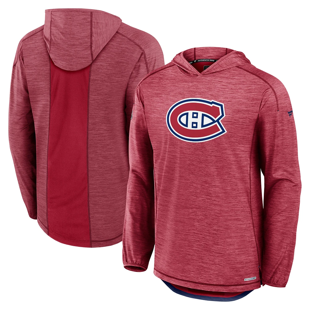 Men's Fanatics Red Montreal Canadiens Authentic Pro Rink Lightweight Pullover Hoodie