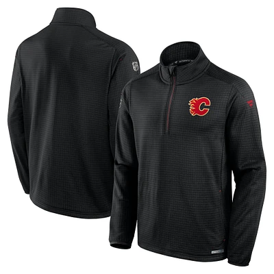 Men's Fanatics Black Calgary Flames Authentic Pro Rink Quarter-Zip Jacket