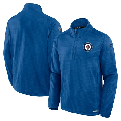 Men's Fanatics Blue Winnipeg Jets Authentic Pro Rink Quarter-Zip Jacket