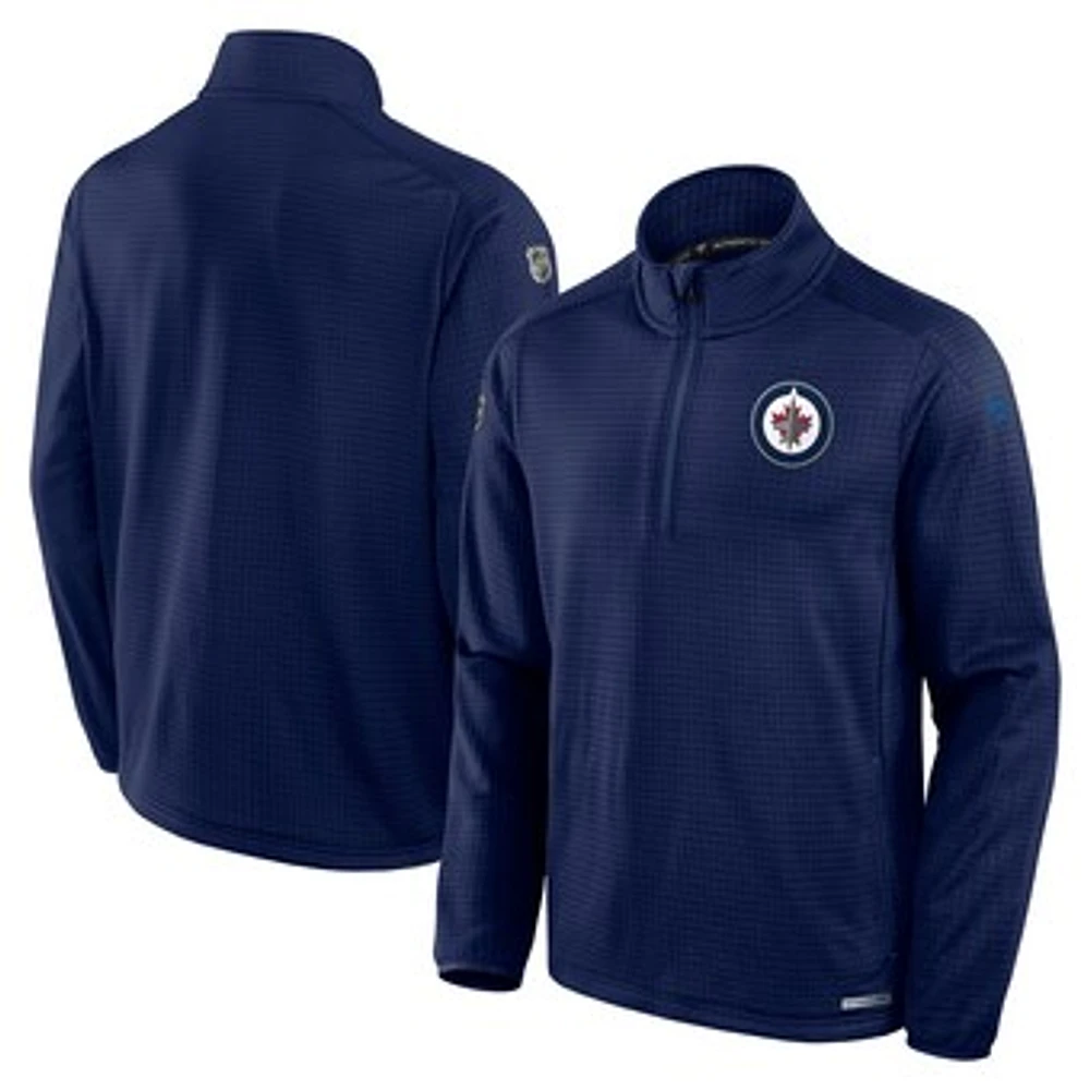 Men's Fanatics Navy Winnipeg Jets Authentic Pro Rink Quarter-Zip Jacket