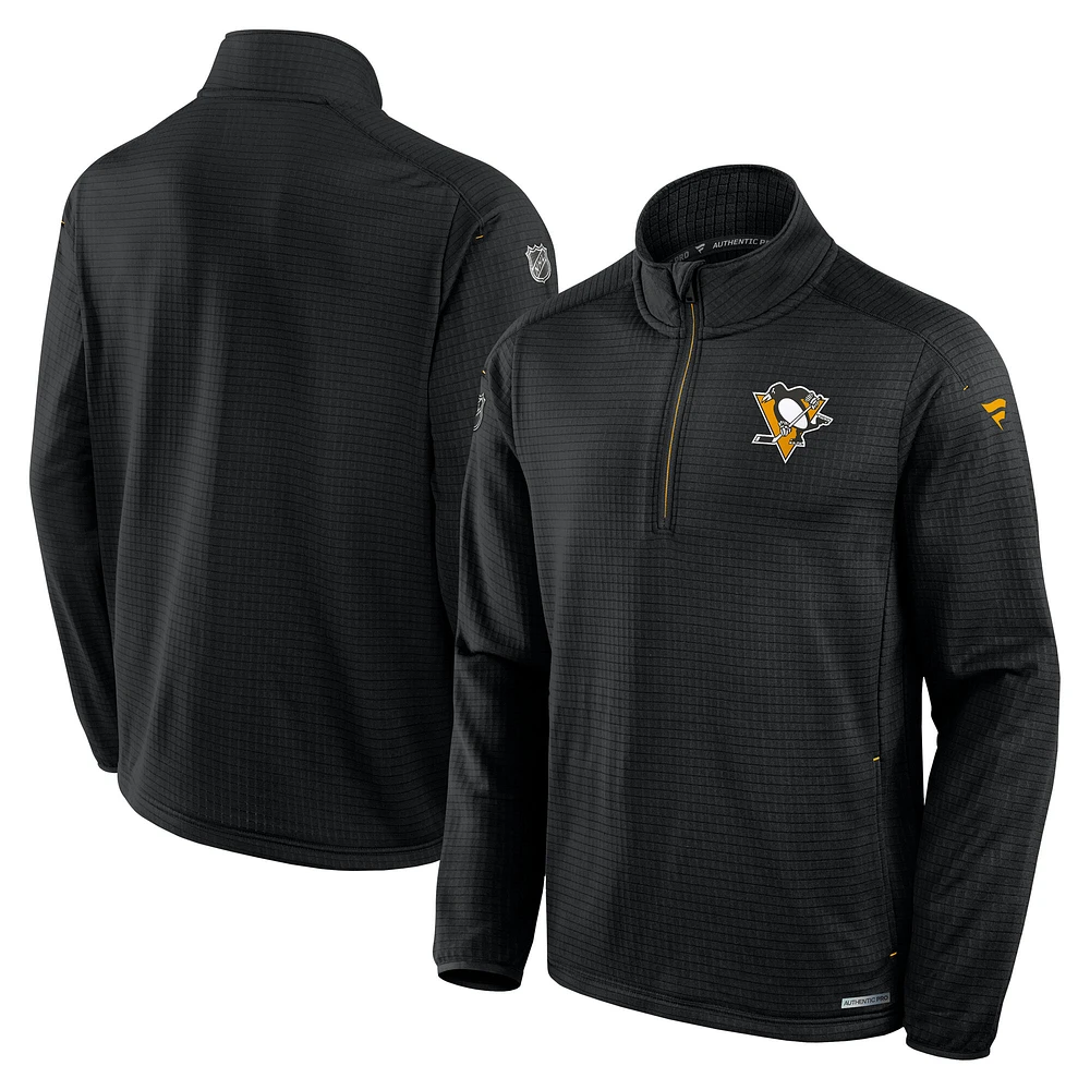 Men's Fanatics Black Pittsburgh Penguins Authentic Pro Rink Quarter-Zip Jacket