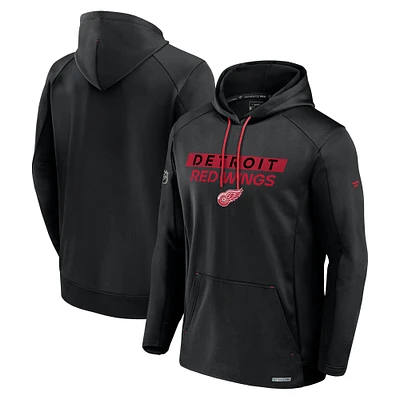 Men's Fanatics Black Detroit Red Wings Authentic Pro Rink Fleece Pullover Hoodie