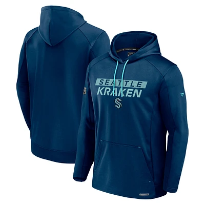 Men's Fanatics Deep Sea Blue Seattle Kraken Authentic Pro Rink Fleece Pullover Hoodie