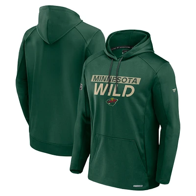 Men's Fanatics Green Minnesota Wild Authentic Pro Rink Fleece Pullover Hoodie