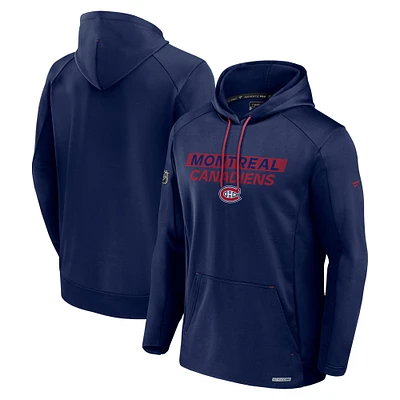 Men's Fanatics Navy Montreal Canadiens Authentic Pro Rink Fleece Pullover Hoodie