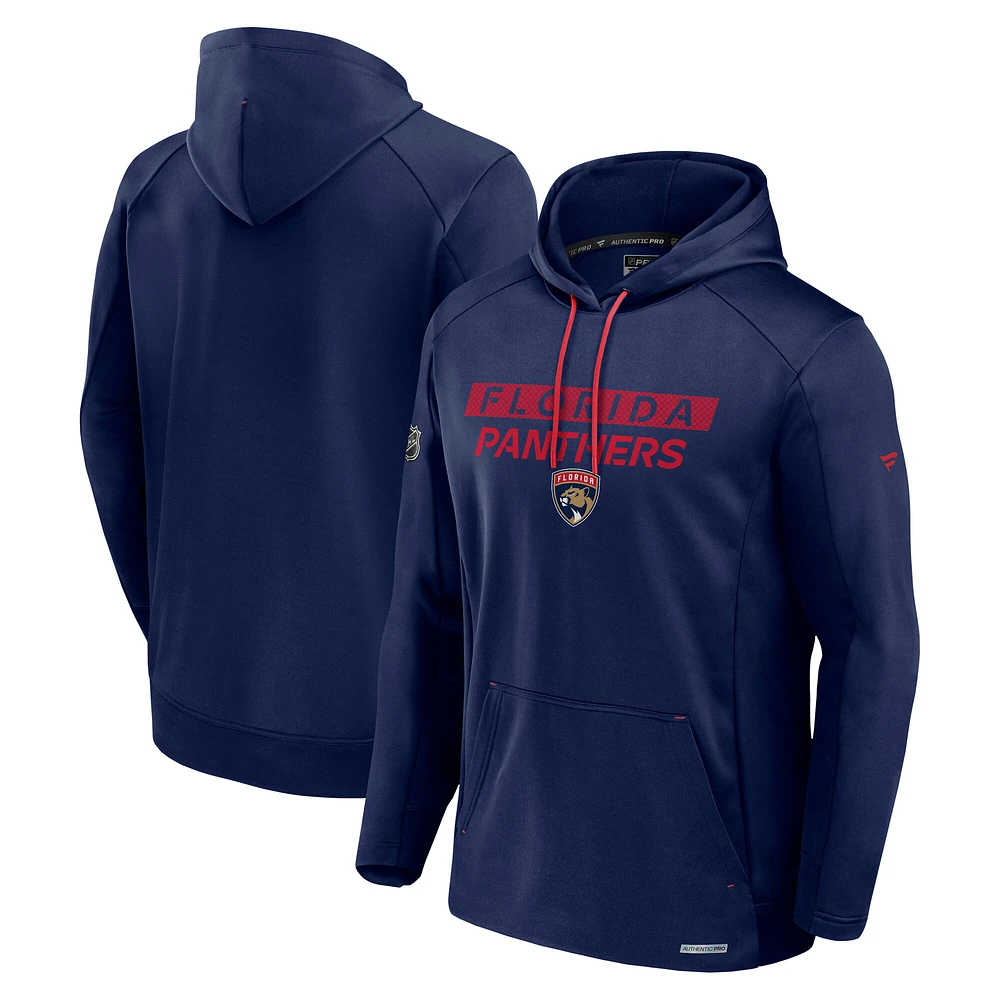 Men's Fanatics Navy Florida Panthers Authentic Pro Rink Fleece Pullover Hoodie