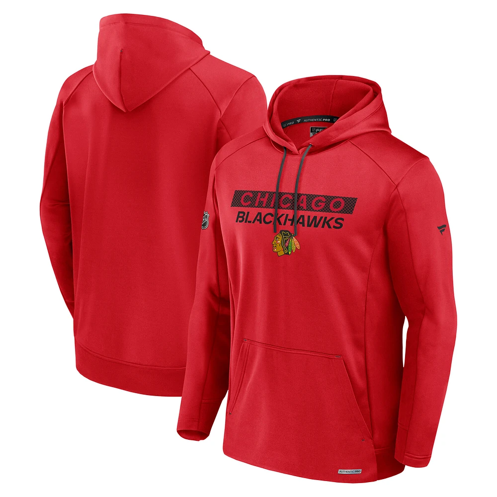 Men's Fanatics Red Chicago Blackhawks Authentic Pro Rink Fleece Pullover Hoodie
