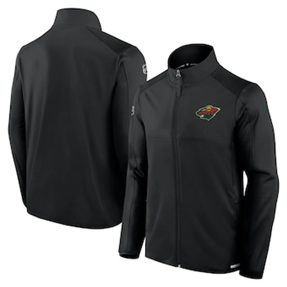 Men's Fanatics Black Minnesota Wild Authentic Pro Rink Fleece Full-Zip Jacket