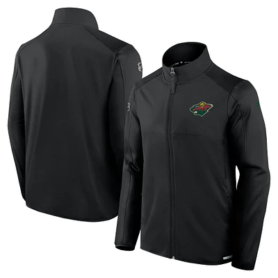 Men's Fanatics Black Minnesota Wild Authentic Pro Rink Fleece Full-Zip Jacket