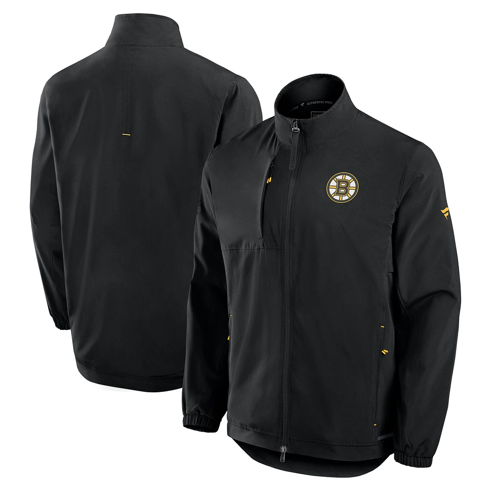 Men's Fanatics Black Boston Bruins Authentic Pro Rink Coaches Full-Zip Jacket