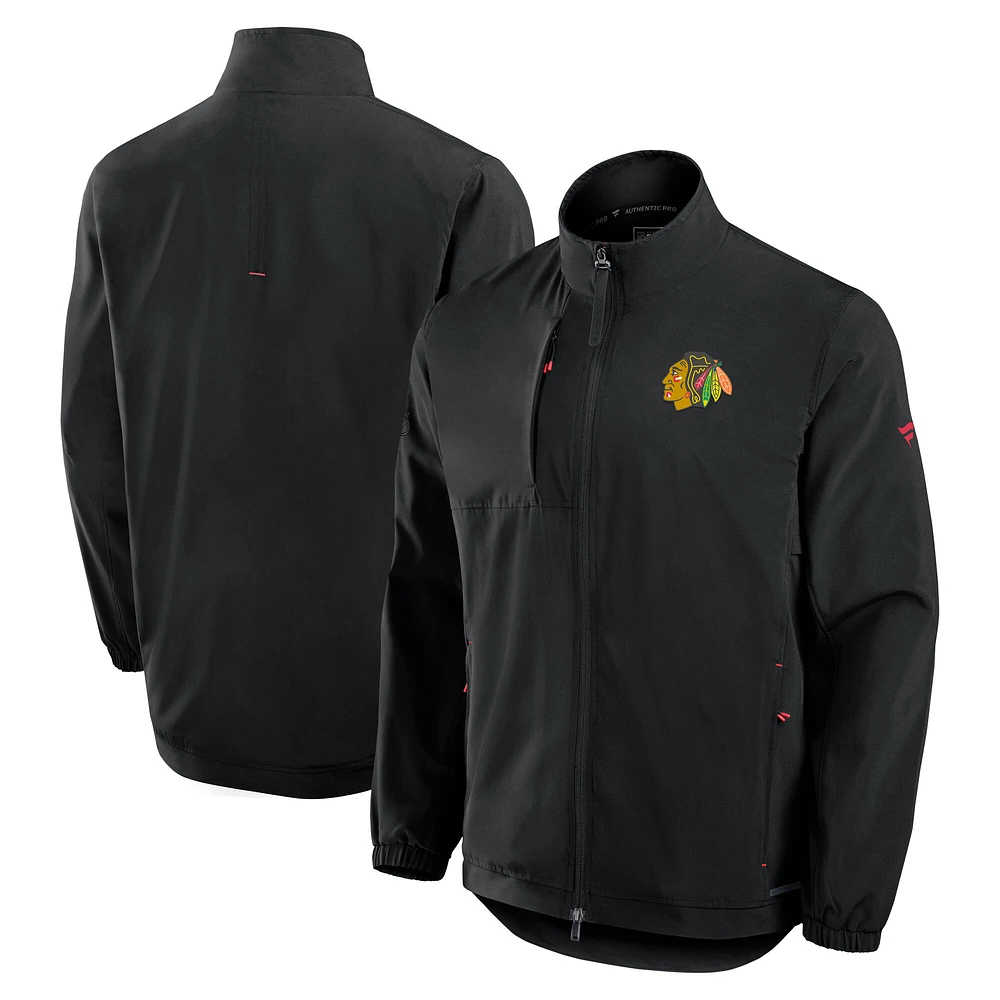 Men's Fanatics Black Chicago Blackhawks Authentic Pro Rink Coaches Full-Zip Jacket