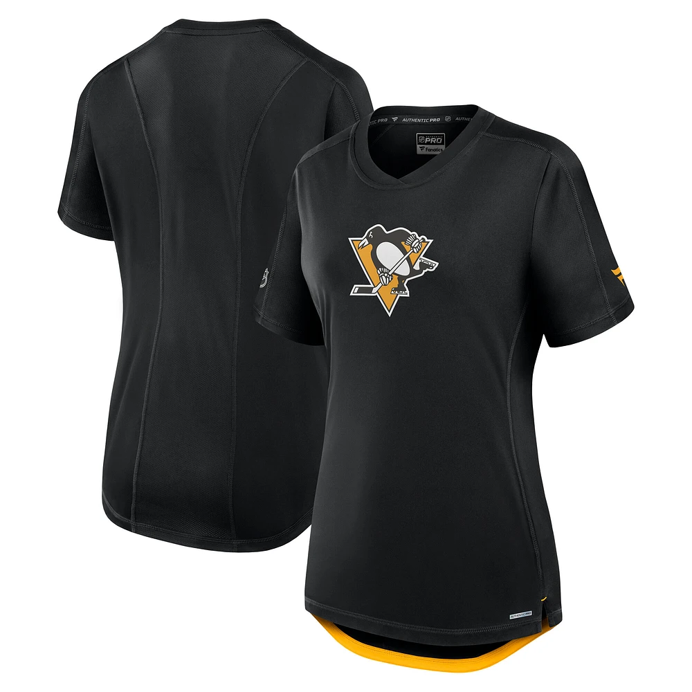 Women's Fanatics Black Pittsburgh Penguins Authentic Pro Rink T-Shirt