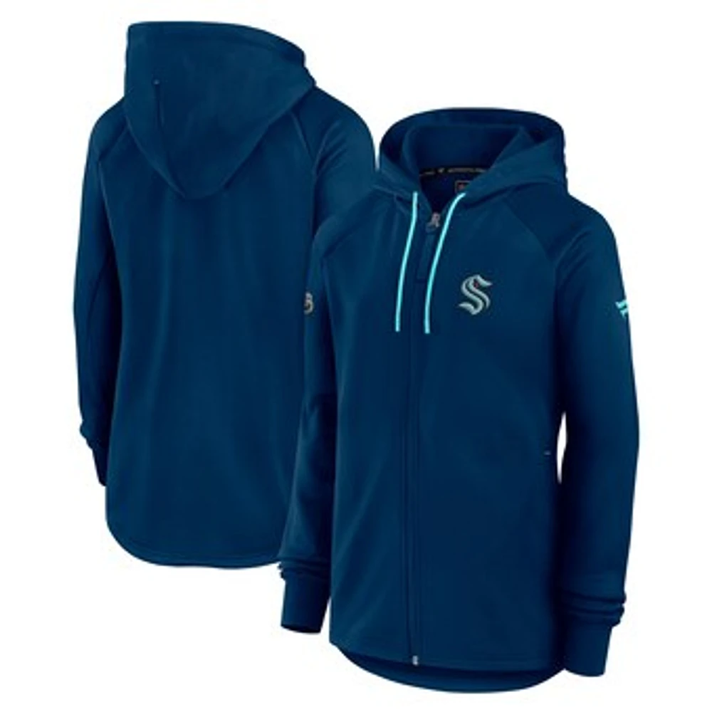 Women's Fanatics Deep Sea Blue Seattle Kraken Authentic Pro Rink Fleece Full-Zip Jacket