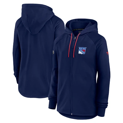 Women's Fanatics Navy New York Rangers Authentic Pro Rink Fleece Full-Zip Jacket