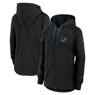 Women's Fanatics Black San Jose Sharks Authentic Pro Rink Fleece Full-Zip Jacket