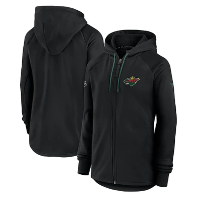 Women's Fanatics Black Minnesota Wild Authentic Pro Rink Fleece Full-Zip Jacket