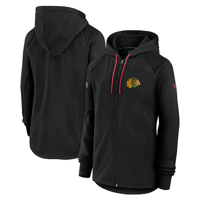 Women's Fanatics Black Chicago Blackhawks Authentic Pro Rink Fleece Full-Zip Jacket