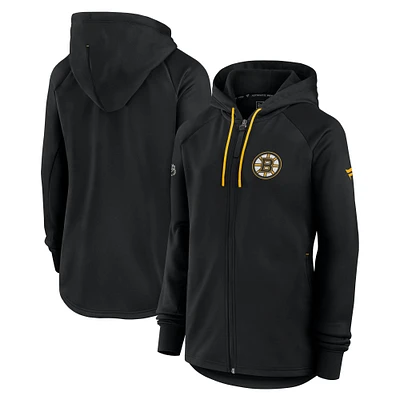 Women's Fanatics Black Boston Bruins Authentic Pro Rink Fleece Full-Zip Jacket