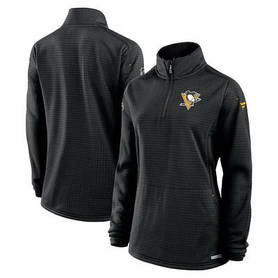 Women's Fanatics Black Pittsburgh Penguins Authentic Pro Rink Lightweight Quarter-Zip Pullover Top
