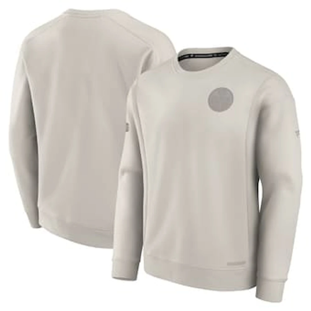 Men's Fanatics Cream Edmonton Oilers Authentic Pro Road Fleece Pullover Sweatshirt