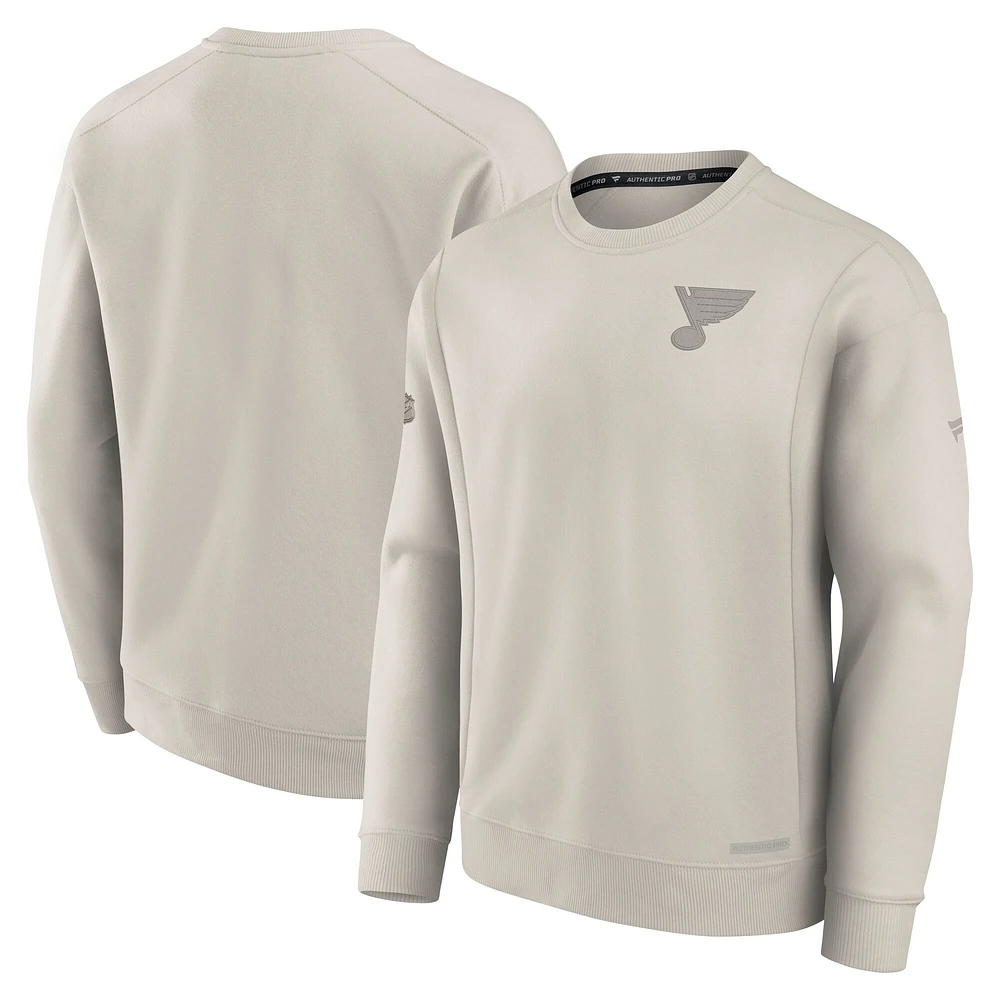 Men's Fanatics Cream St. Louis Blues Authentic Pro Road Fleece Pullover Sweatshirt