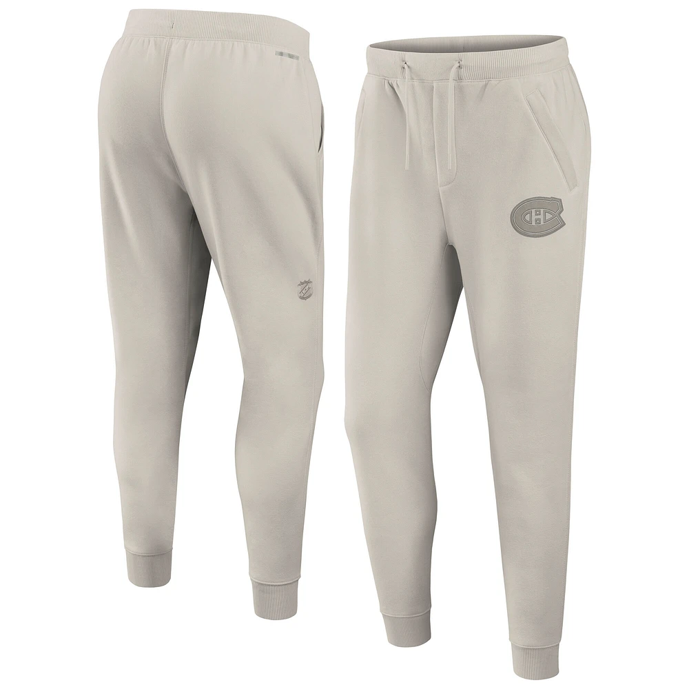 Men's Fanatics Cream Montreal Canadiens Authentic Pro Road Fleece Sweatpants