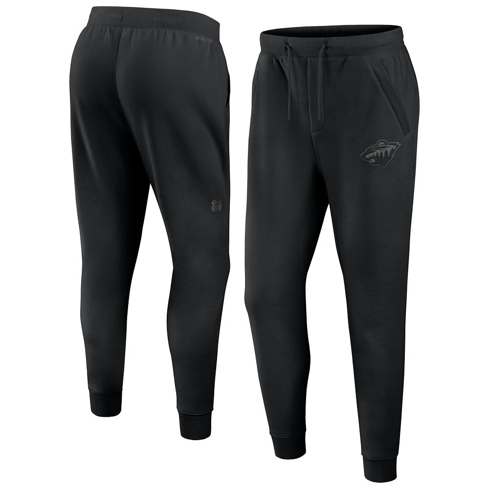 Men's Fanatics Black Minnesota Wild Authentic Pro Road Fleece Sweatpants