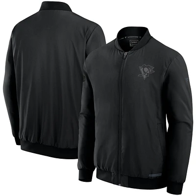 Men's Fanatics Black Pittsburgh Penguins Authentic Pro Road Full-Zip Bomber Jacket