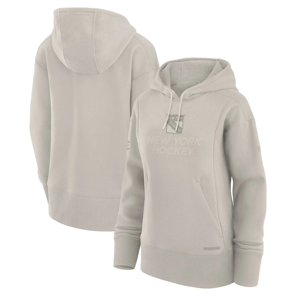 Women's Fanatics Cream New York Rangers Authentic Pro Road Pullover Hoodie