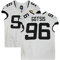 Adam Gotsis Jacksonville Jaguars Game-Used #96 White Jersey vs. New Orleans Saints on October 19, 2023