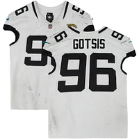 Adam Gotsis Jacksonville Jaguars Game-Used #96 White Jersey vs. New Orleans Saints on October 19, 2023