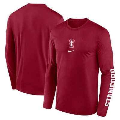 Men's Nike Cardinal Stanford Primetime Center Lockup Two-Hit Legend Performance Long Sleeve T-Shirt