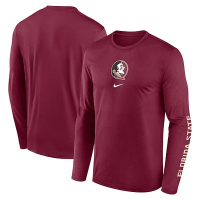 Men's Nike  Garnet Florida State Seminoles Primetime Center Lockup Two-Hit Legend Performance Long Sleeve T-Shirt